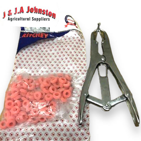 CASTRATING RING PLIERS / APPLICATOR plus 100 CASTRATING RINGS