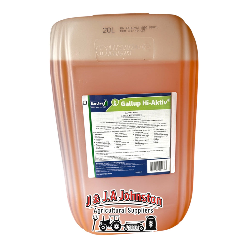 Gallup Hi-Aktiv 20L Strongest Concentrate Total Weed Killer 490g/L Glyphosate