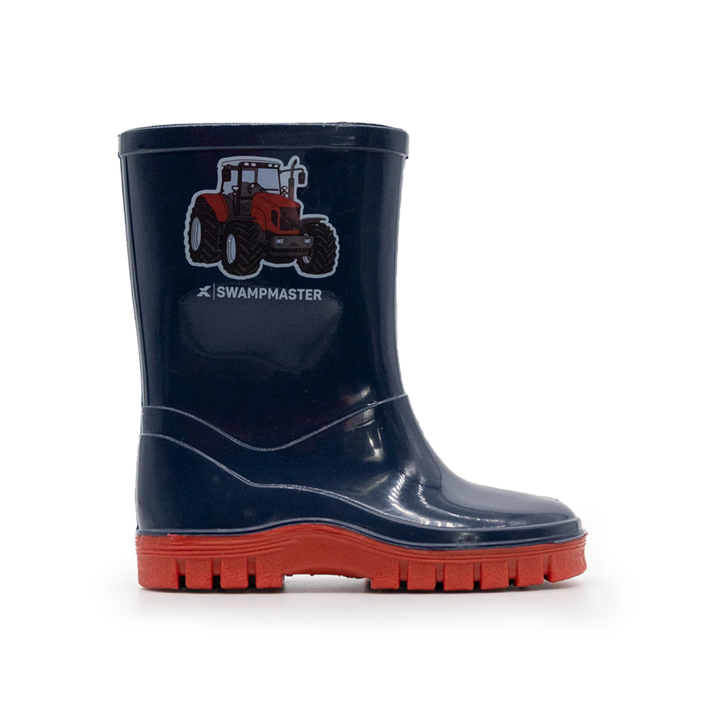 Xpert Swampmaster Junior Tractor Wellingtons Navy/Red