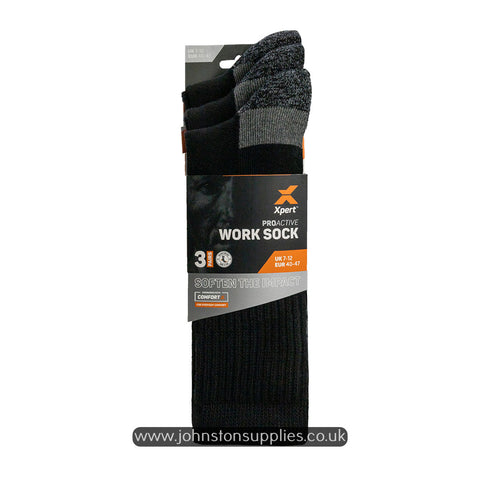 Xpert Pro Active Work Socks 3 Pack Black