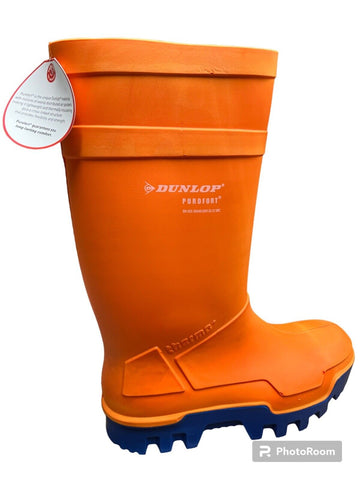 Dunlop Purofort + Full Safety /Thermo Orange Wellies - Size 7-12